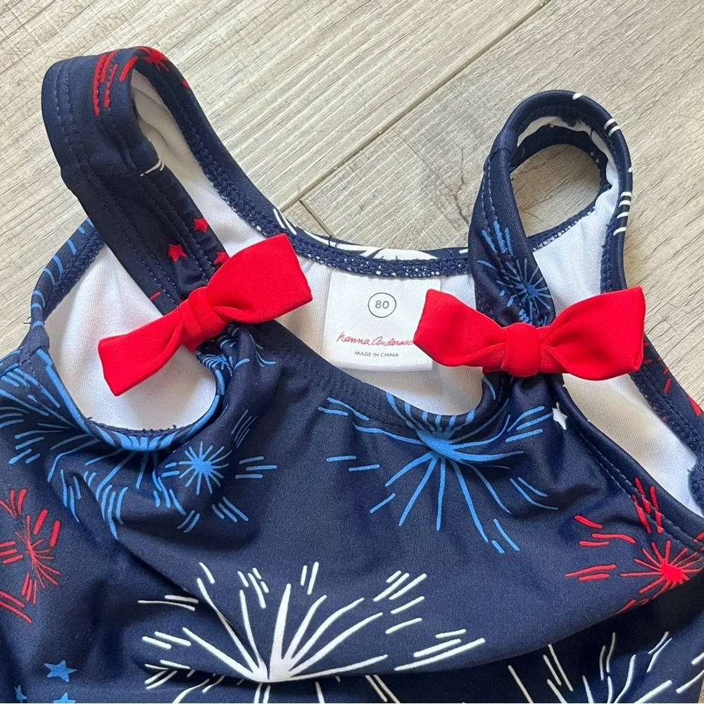 Hanna Andersson Firework Swimsuit - 18-24M - Patriotic One-Piece Summer Beach